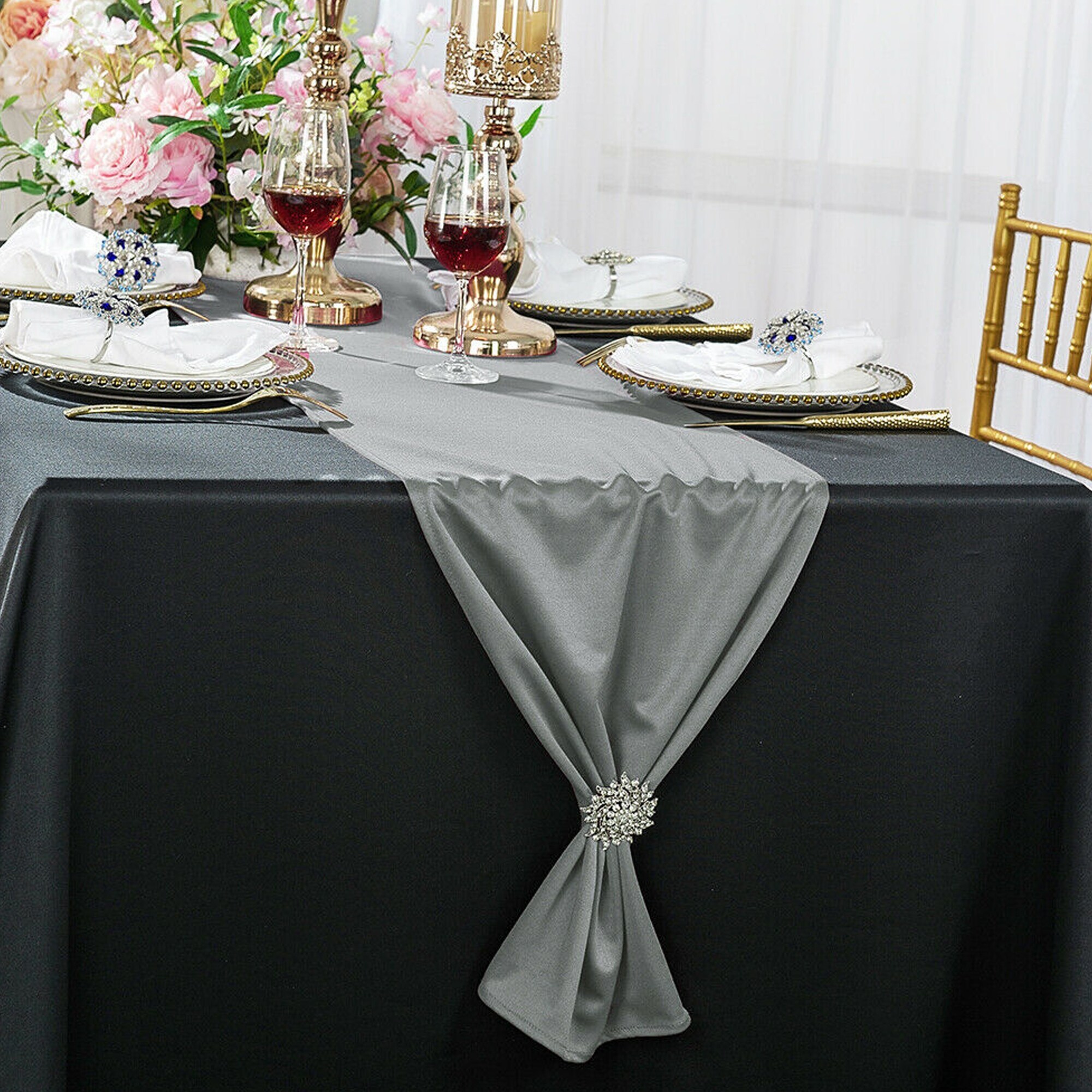 Scuba Wrinkle Free Table Runner Silver 13 X 108 Overstock 33458565