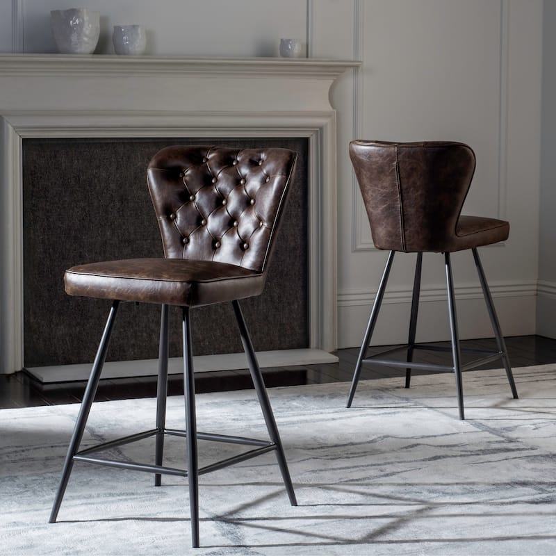 SAFAVIEH Catalina 37-inch Brown Counter Stool (Set of 2) - 16.9" x 21.7" x 37" - 17Wx22Dx37H - Brown