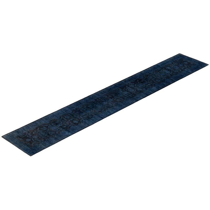 Overton Hand Knotted Wool Vintage Inspired Modern Contemporary Overdyed Brown Runner Rug - 2' 6" x 15' 10"