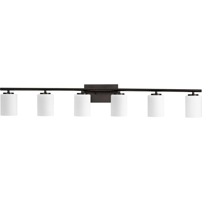 Replay Collection Six-Light Antique Bronze White Glass Vanity Light - 48 in x 6 in x 7.62 in - 48 in x 6 in x 7.62 in