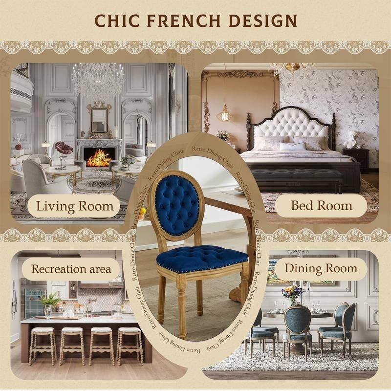 French Style Solid Wood Dining Chair with Nailhead Set of 4