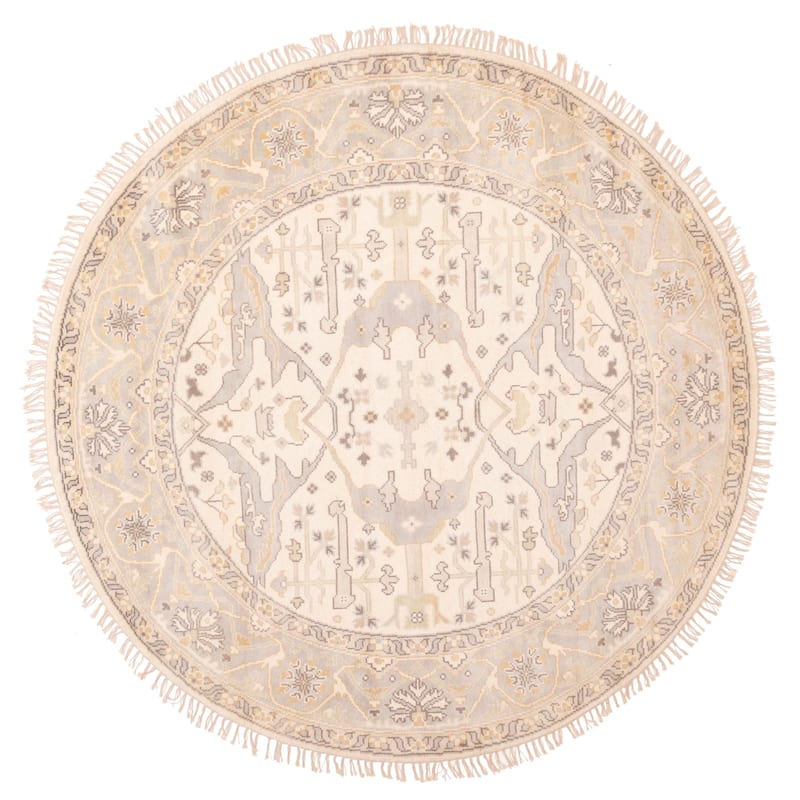 ECARPETGALLERY Hand-knotted Royal Oushak Cream Wool Rug - 8'0 x 8'0