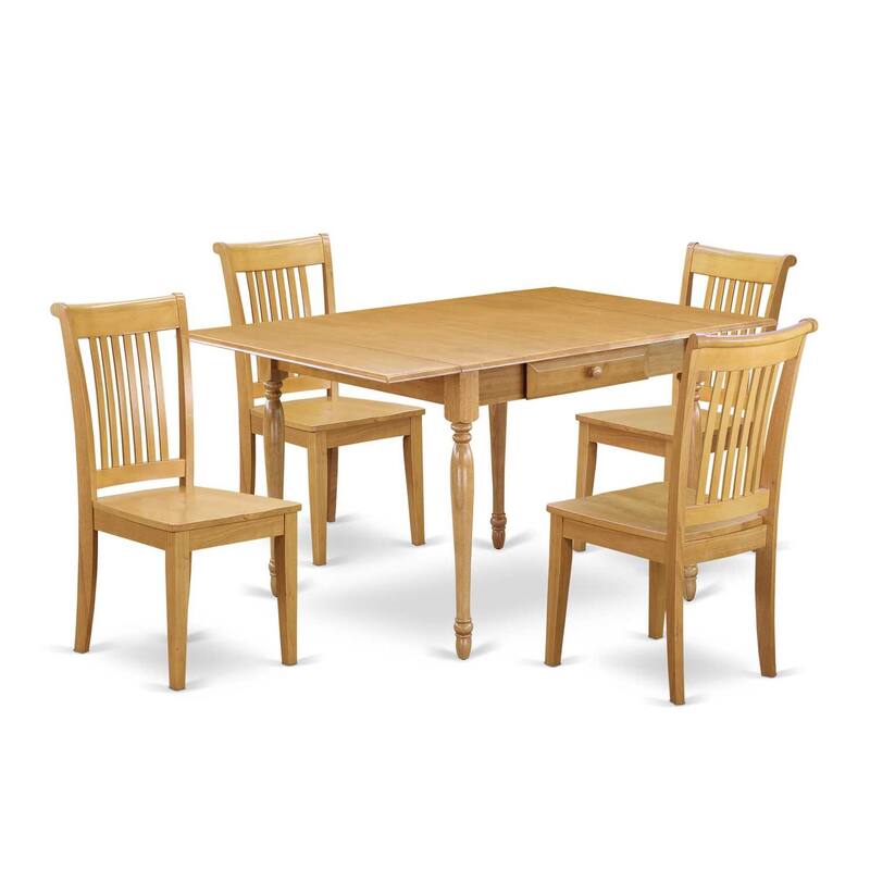 5-Piece Natural Oak Finish Solid Wood Top - Dining Room Set - Seats 4
