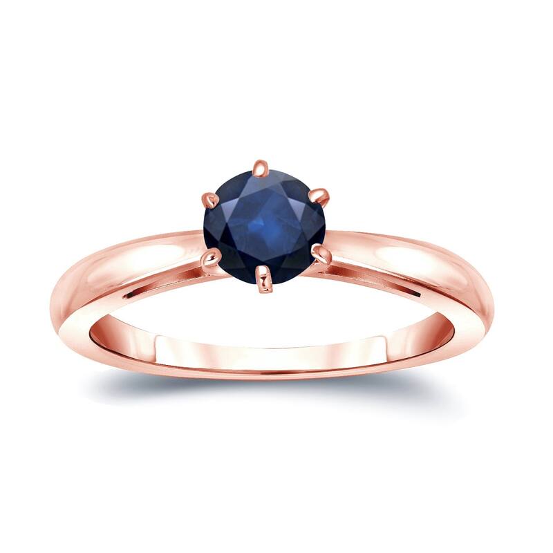 Auriya 14k Gold Blue Sapphire Solitaire Engagement Ring 1/4ct TGW - 4 - Rose - Rose