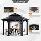 preview thumbnail 104 of 142, Outdoor Hardtop Gazebo Pergola w Galvanized Steel Roof and Aluminum Frame, Prime Curtains and nettings include