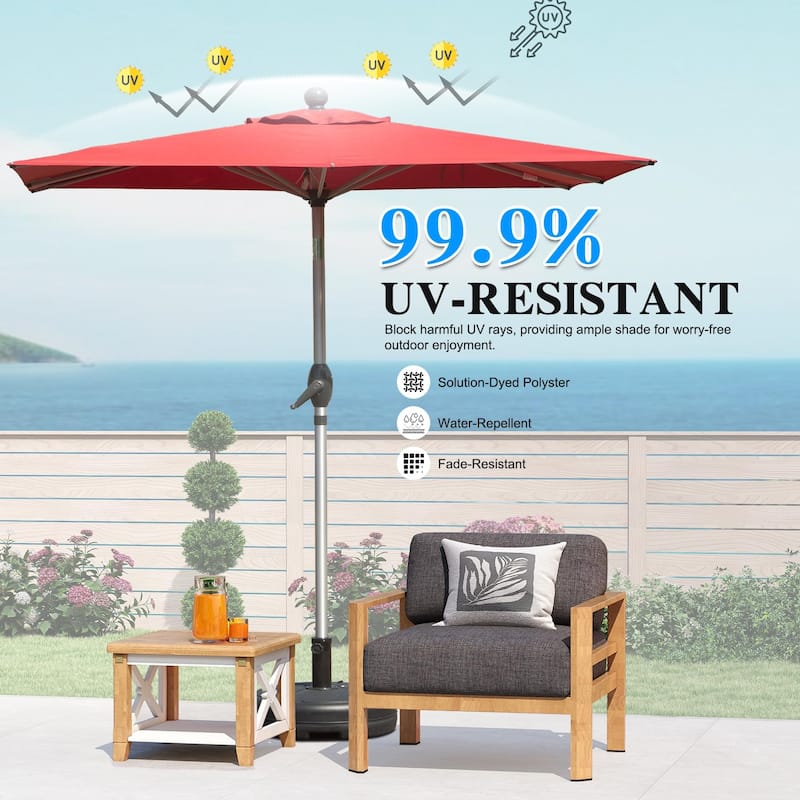 Rectangle Patio Umbrella With Crank Lift And Tilt Function,Beige(Base Not Included)