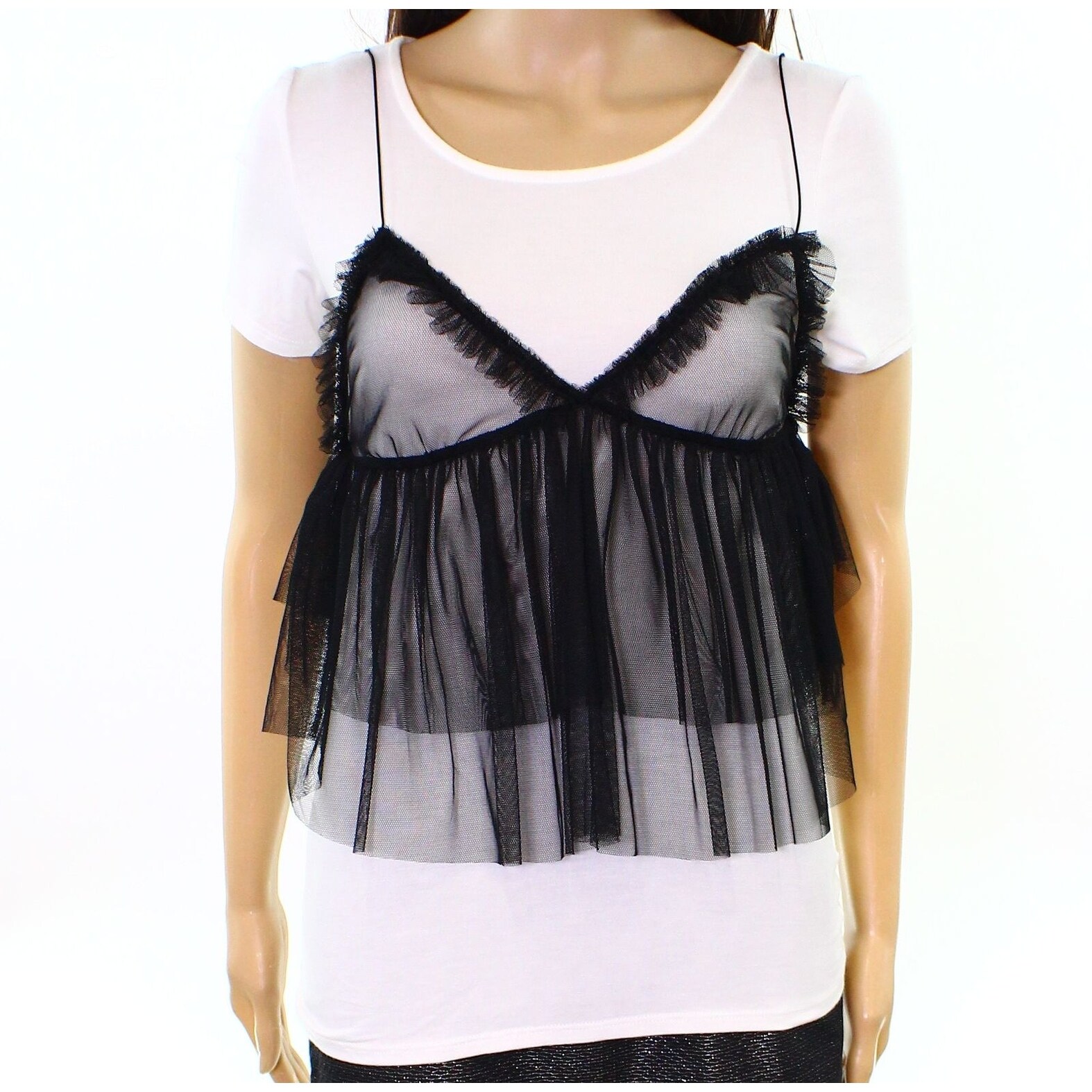 Shop Melrose Market Tulle Layered Medium Tee T Shirt 25