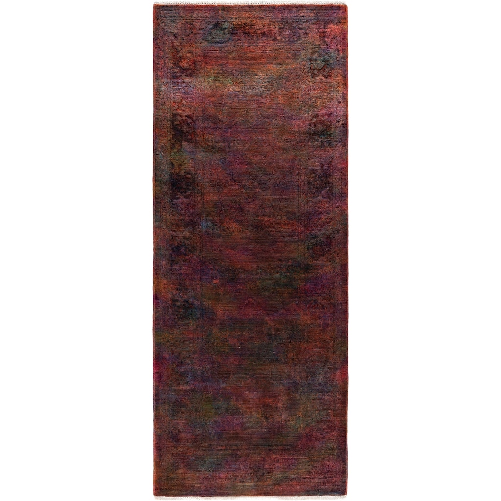Overdyed One-of-a-Kind Hand-Knotted Area Rug - Orange - 3' 0" x 7' 10"