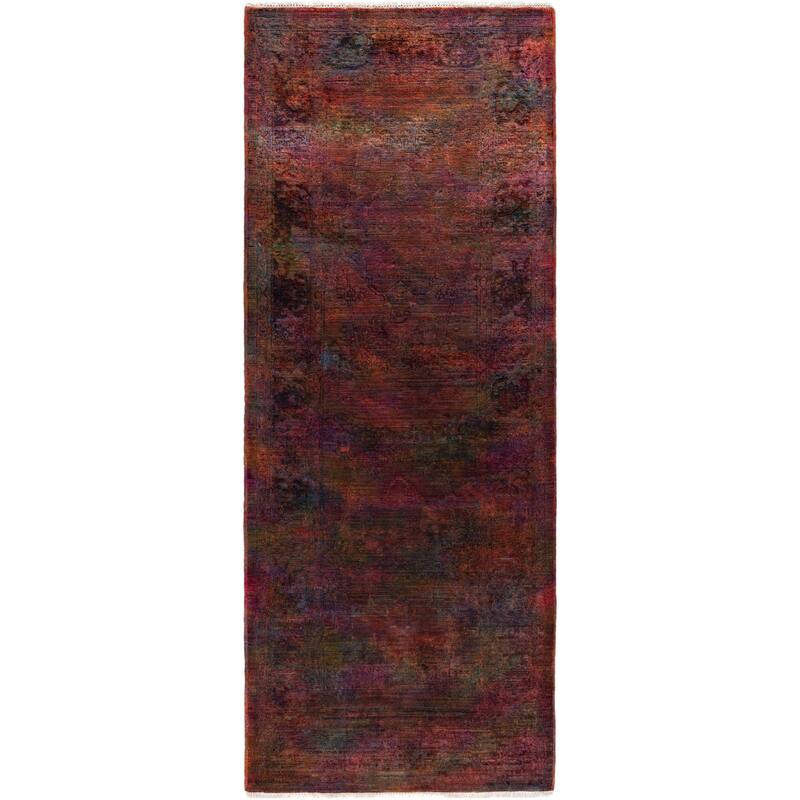 Overdyed One-of-a-Kind Hand-Knotted Area Rug - Orange - 3' 0" x 7' 10"