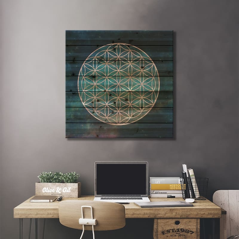 Mandala Flower Of Life Print On Wood by Nature Magick - Multi-Color