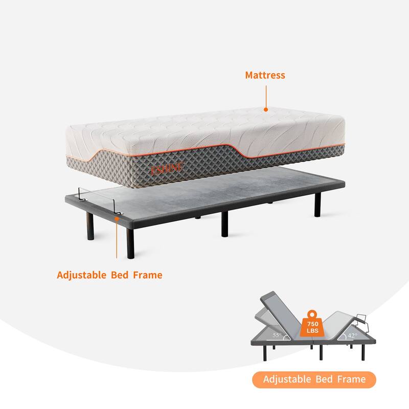 ESHINE Adjustable Bed Frame, with Massage - Split King