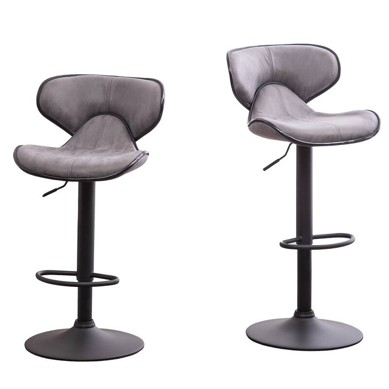 Upholstery Airlift Adjustable Swivel Barstool w/ Chrome Base, Set of 2