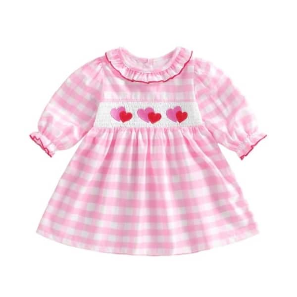 slide 1 of 1, Laurenza's Toddler Girls Heart Valentine's Day Smocked Dress