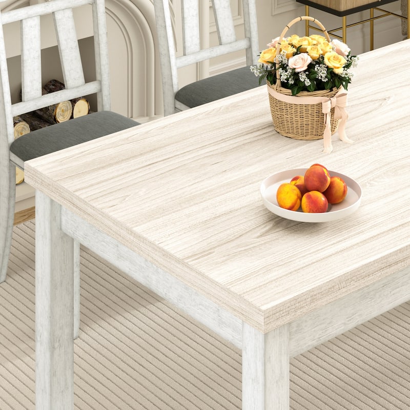 Javlergo 60-inch Modern Rectangular Solid Wood Dining Table with 4 Drawer Spaces