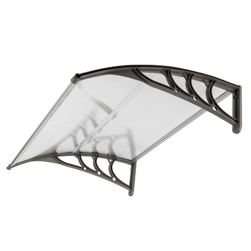 100 x 80CM Manual Door & Window Rain Awning - White&Gray-Bracket