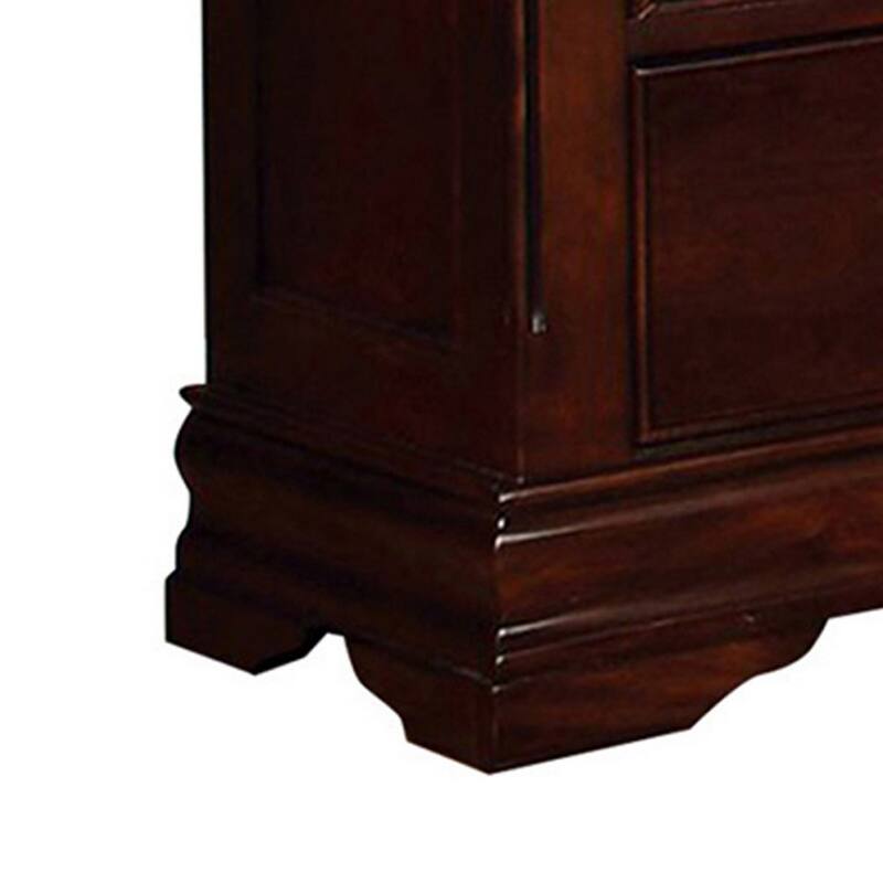 2 Drawer Wooden Nightstand with Hidden Top Drawer and Metal Handles, Brown