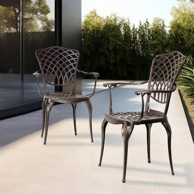 Kinger Home Arden 2-Piece Outdoor Patio Dining Chairs, Cast Aluminum