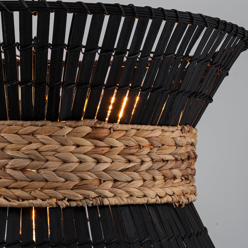 Umber 4-Light Modern Natural Rattan Pendant Ceiling Fixture Coastal Nautical Chandelier