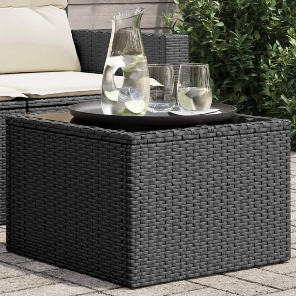 vidaXL Patio Table Outdoor Garden Firniture Side Tea Coffee Table Poly Rattan - 21.7 x 21.7 x 14.6 in