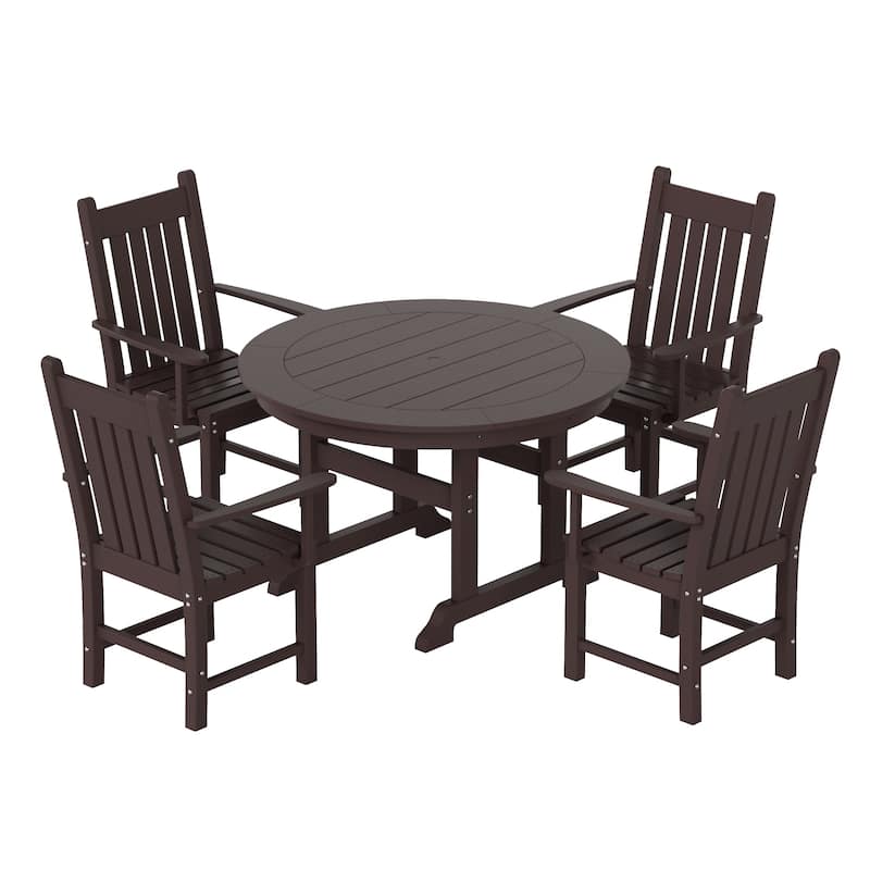 Laguna Hdpe All Weather Outdoor Patio Dining Set with Round Table, Armchairs (5-Piece Set)