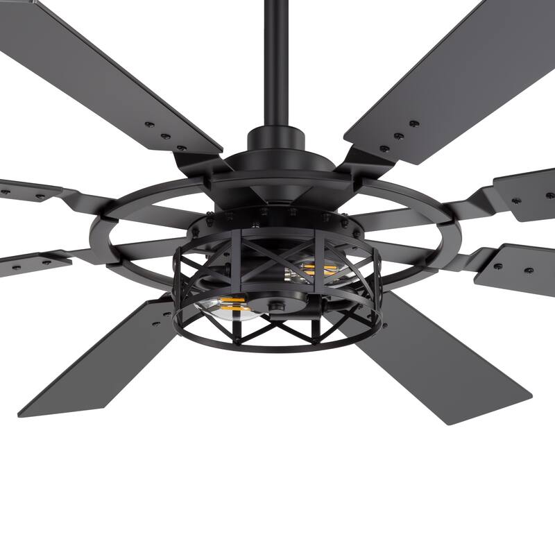 52" Reversible 8-Blade Caged Ceiling Fan with Light and Remote