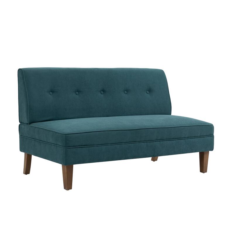 Porthos Home Svea Armless Loveseat Small Couch Sofa, Fabric, Rubberwood