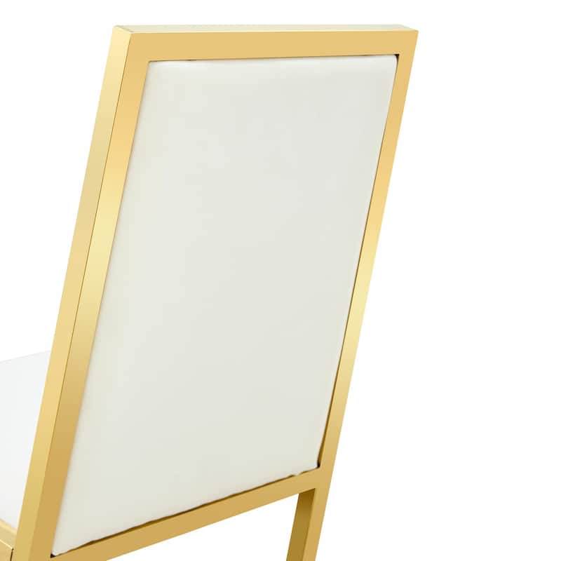 17.3" Black PU Dining Chairs with Gold Metal Legs, Set of 4