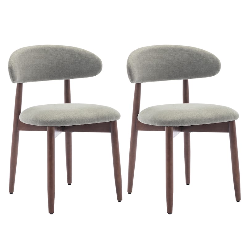 RENEWLINE Mid-Century Modern Upholstered Dining Chair with Wooden Legs - Set of 2 - Green