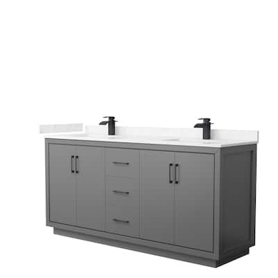 Icon Double Vanity Set, Cultured Marble Top, No Mirror