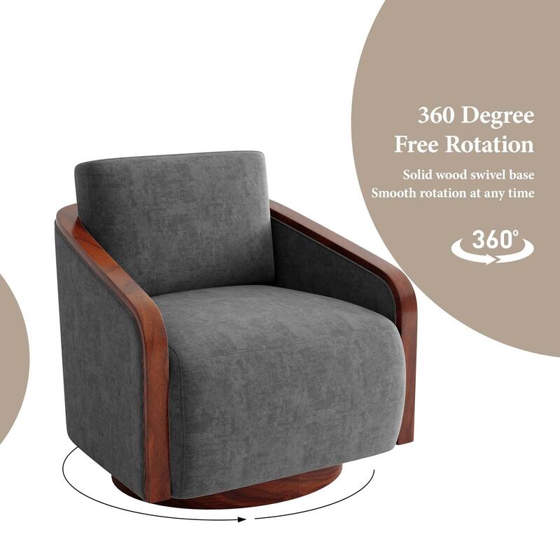 Chenille Modern 360°Swivel Barrel Chair Round Base