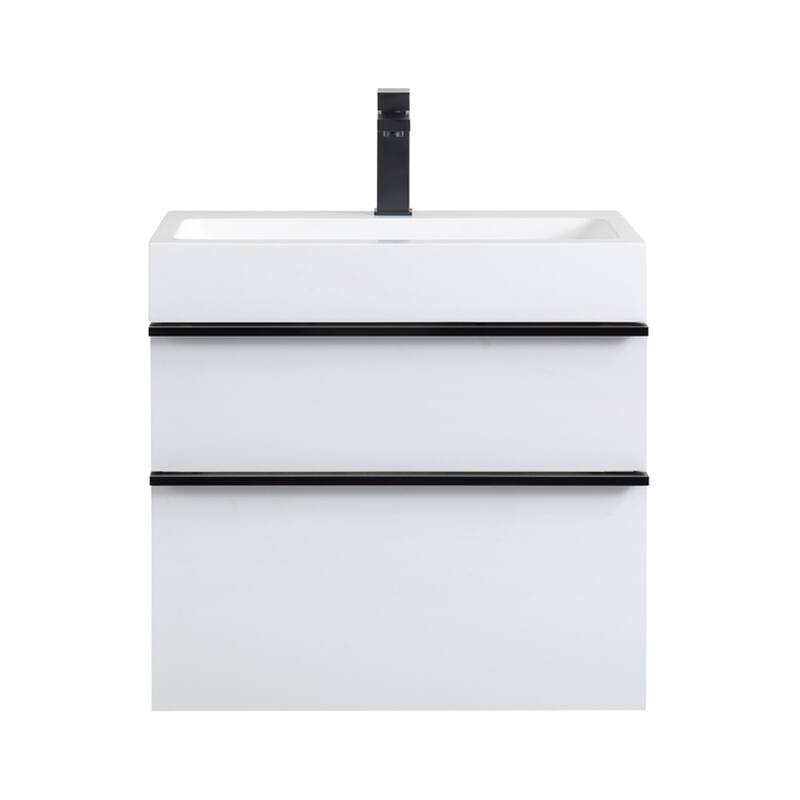 24" Wall Mounted Bathroom Vanity with Integrated Acrylic Sink, 2 Soft-Close Drawers