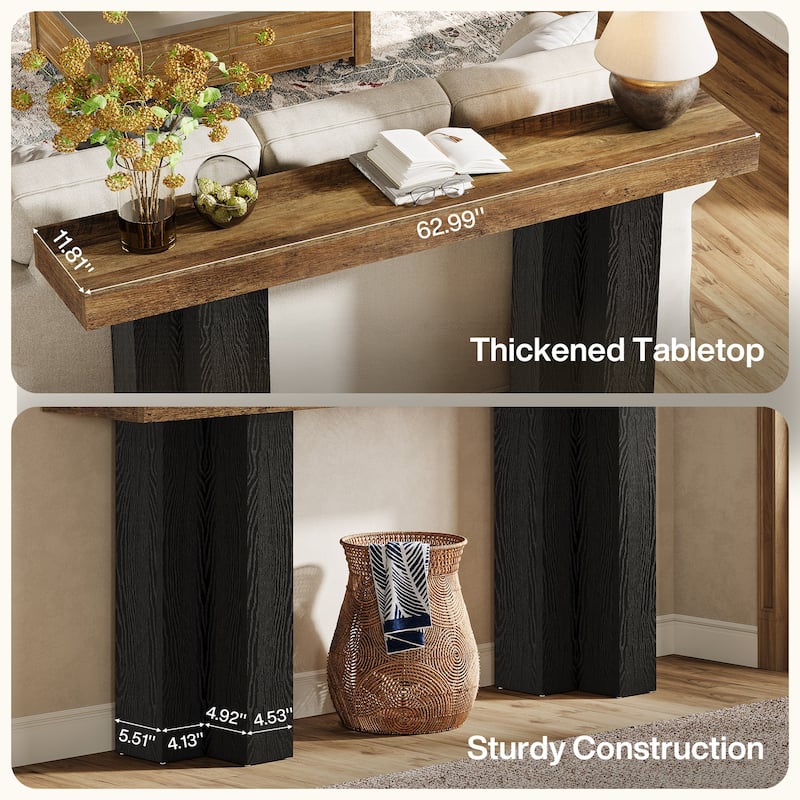 63'' Console Table for Entryway, Farmhouse Entryway Table with Sturdy Legs