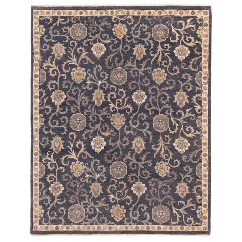 ECARPETGALLERY Hand-knotted Jamshidpour Dark Navy Wool Rug - 7'7 x 9'10