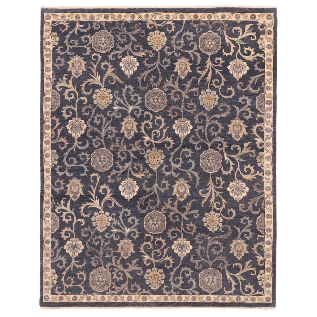 ECARPETGALLERY Hand-knotted Jamshidpour Dark Navy Wool Rug - 7'7 x 9'10