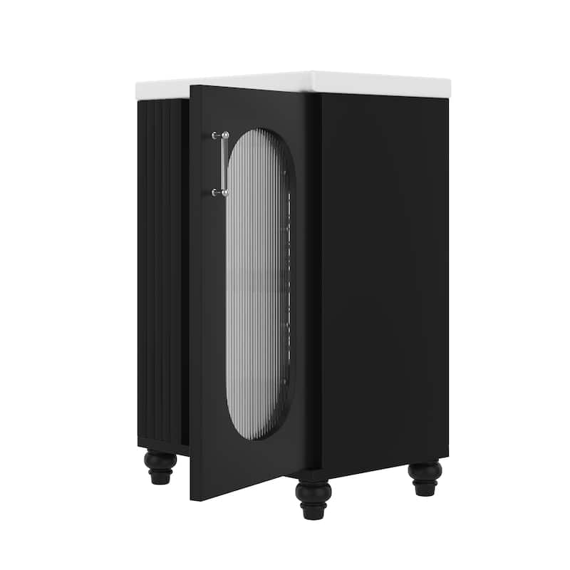 Roomfitters 20" Bathroom Vanity with Sink Cabinet with Two-Tier Shelf Adjustable Shelf Solid Wood and MDF Frame