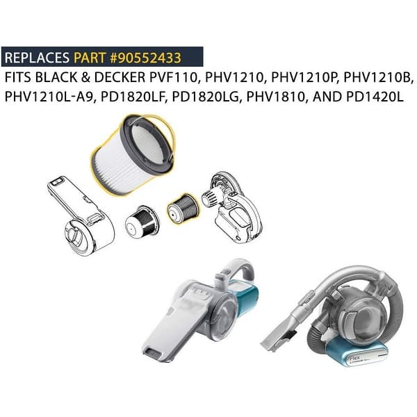 Vacuum Filter For Black & Decker Pivot PVF110 PHV1210 PV1020L PD11420L PHV1810 