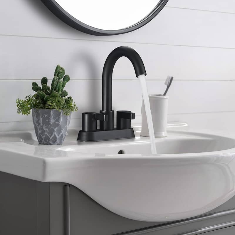 Bathroom Faucet 2 Handle 4 Inch Centerset Bathroom Sink Faucets 3 Hole with Pop Up Drain and Water Supply Lines, Brushed Gold