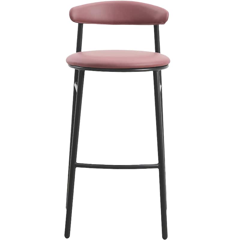 Upholstered Leather Bar Stool Accent Kitchen Chair Lume Collection Set of 2