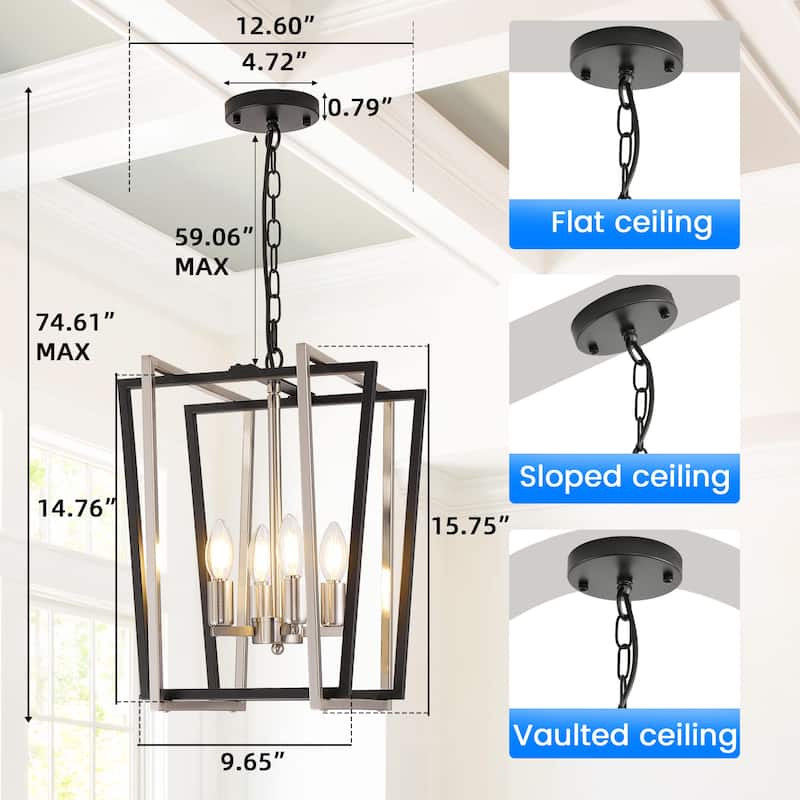 Modern Rectangle Chandelier Lantern Pendant Light Fixture