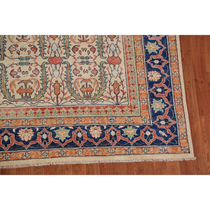 All-Over Heriz Serapi Vegetable Dye Area Rug Handmade Wool Carpet - 6'11"x 9'10"