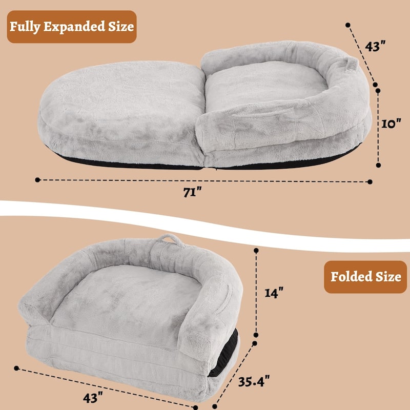 Human Dog Bed for Adults, Foldable Giant Nap Sofa Bed, Bean Bag Chair