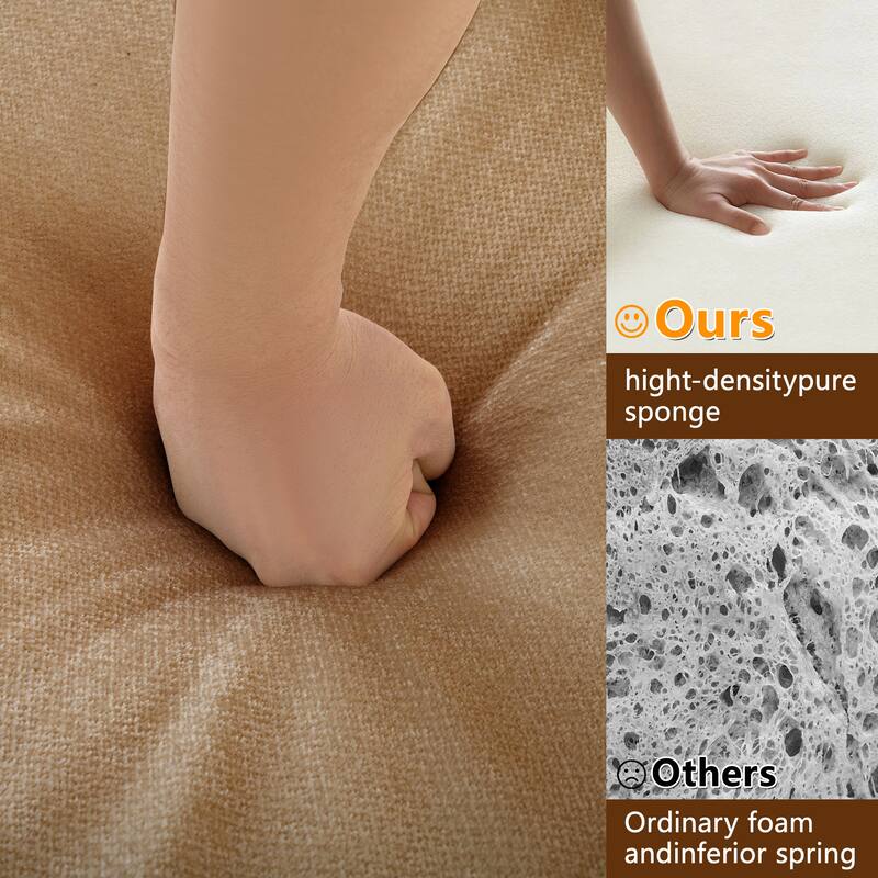 Chenille L-Shaped Sofa with Storage, 3-Seater Couch with Ottoman, Cylindrical Backrests & Armrests, Modern Modular Sofa