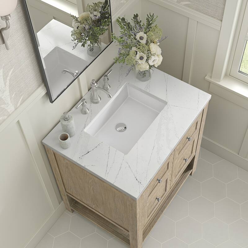 James Martin Vanities Breckenridge 30" Single Vanity, Whitewashed Oak - White Zeus