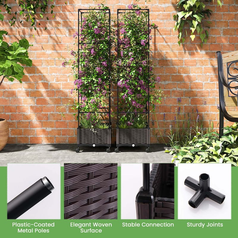 Costway 1/2 PCS 67" Planter Raised Garden Bed with Planter Box