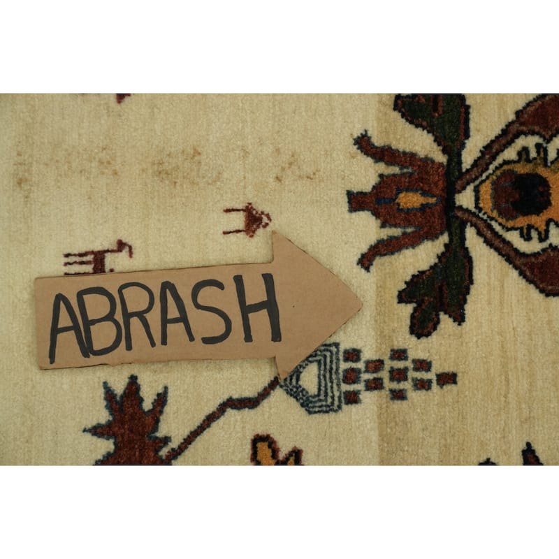 Hand Knotted Oriental 100% Wool Carpet Tribal All-Over Beige & Ivories Gabbeh (kashkoli) Area Rug - 6' 2'' X 4' 1''