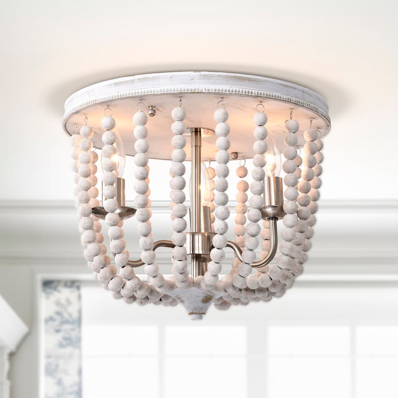 Dawid 14 Inch Bohemian Antique White Flush Mount Ceiling Lighted