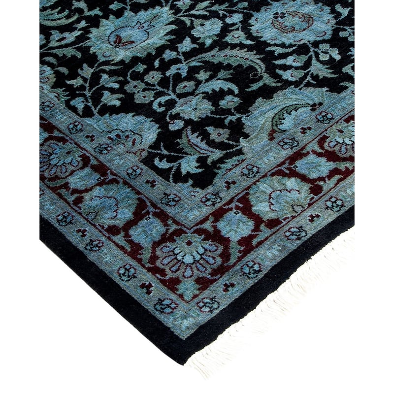 Overton Hand Knotted Wool Vintage Inspired Modern Contemporary Overdyed Blue Area Rug - 3' 1" x 5' 2"