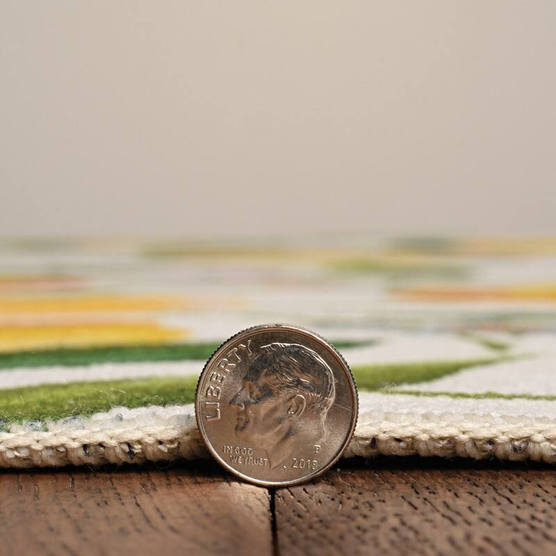 Sumner Machine Washable Ivory and Yellow Lemon Branch Rug