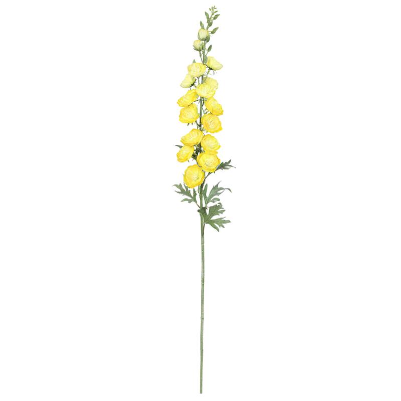 Set of 2 Yellow Artificial Hybrid Delphinium Flower Stem Spray 36in - 36" L x 5" W x 5" DP
