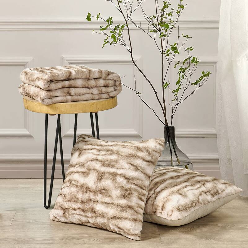 Home Soft Things Fauxfur Throw Pillow Cover 3 Pieces Set